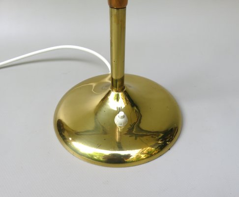 Brass Table Lamp with Cocoon Shade & Trumpet Base, Austria, 1960s-EY-985616