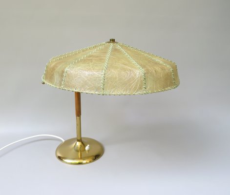 Brass Table Lamp with Cocoon Shade & Trumpet Base, Austria, 1960s-EY-985616