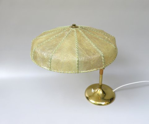 Brass Table Lamp with Cocoon Shade & Trumpet Base, Austria, 1960s-EY-985616