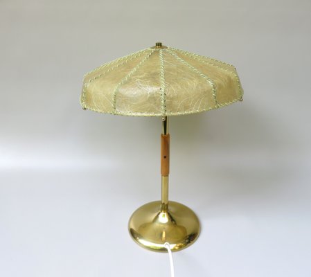 Brass Table Lamp with Cocoon Shade & Trumpet Base, Austria, 1960s-EY-985616