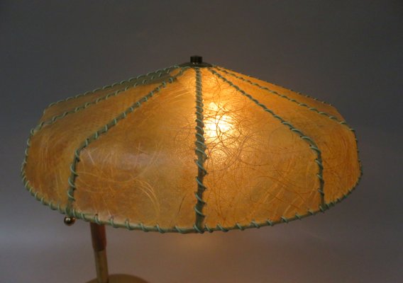 Brass Table Lamp with Cocoon Shade & Trumpet Base, Austria, 1960s-EY-985616