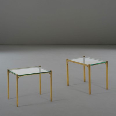 Brass Tables with Glass Tops, 1970s, Set of 2-FWM-909090