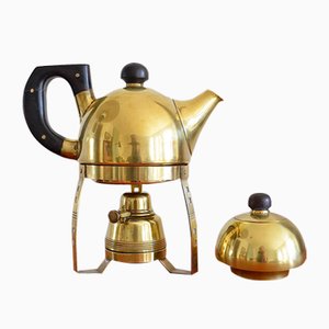 Brass Teapot with Stövchen, 1905, Set of 3-OV-1299425