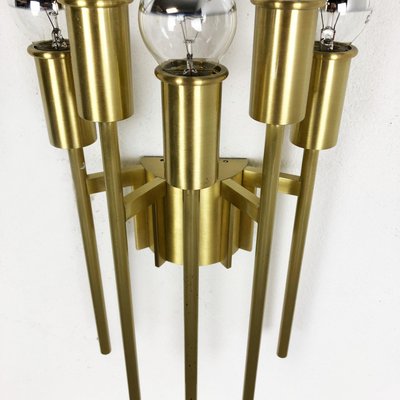 Brass Theatre Wall Ceiling Light in the Style of Stilnovo, Italy, 1970s-QZ-1149886