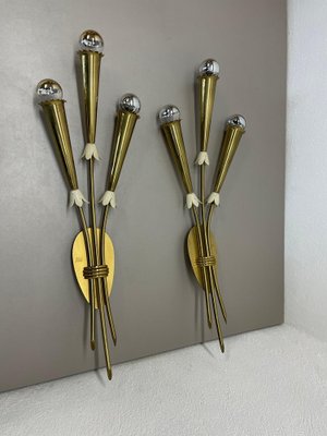 Brass Theatre Wall Light Sconces by Gio Ponti, Italy, 1950s, Set of 2-QZ-1772932