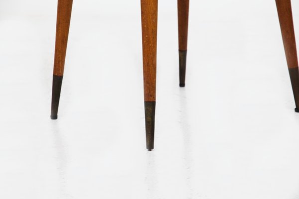 Brass, Velvet and Wooden Chairs attributed to Carlo De Carli, 1950s, Set of 6-RCE-1426138