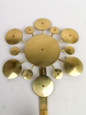 Brass Wall Candlesticks Sunburst by Holmström, Arvika, Sweden, 1960s, Set of 3-UYK-806798