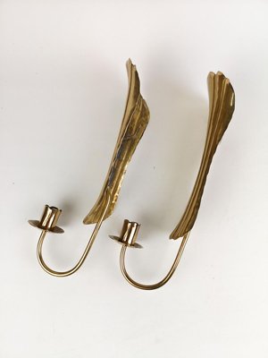 Brass Wall Candlesticks, Sweden, 1960s, Set of 2-UYK-806917