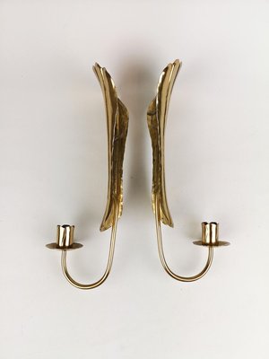 Brass Wall Candlesticks, Sweden, 1960s, Set of 2-UYK-806917