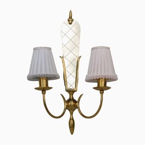 Brass Wall Lamp with Mirror, 1950-DUM-1311383