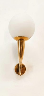 Brass Wall Light with White Sphere-QLH-1816647