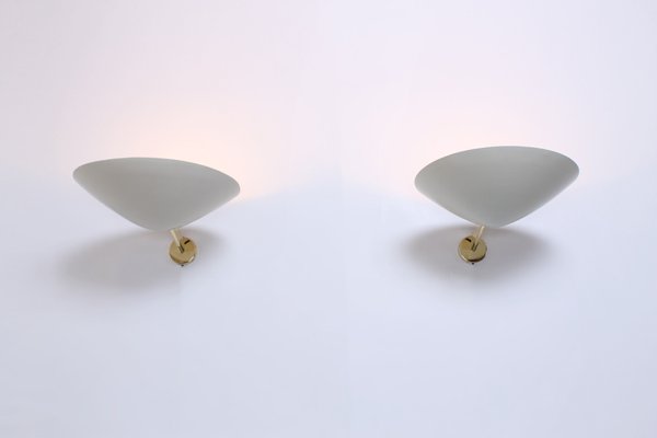 Brass & White 131 Sconces by Giuseppe Ostuni for Oluce, 1950s, Set of 2-XT-877264