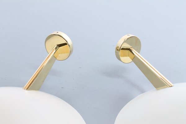 Brass & White 131 Sconces by Giuseppe Ostuni for Oluce, 1950s, Set of 2-XT-877264