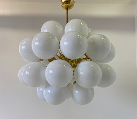 Brass & White Murano Glass Sphere Chandelier, 2000s-FF-883320