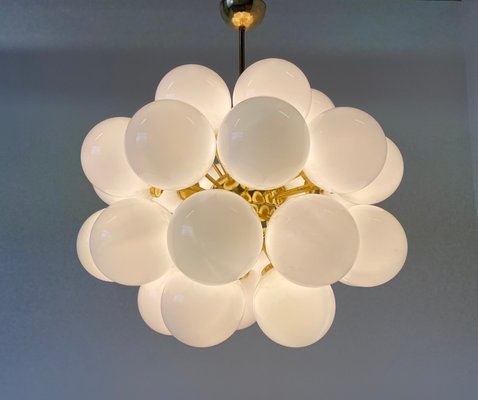 Brass & White Murano Glass Sphere Chandelier, 2000s-FF-883320