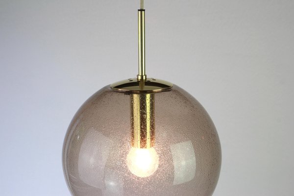 Brass with Smoked Glass Ball Pendant from Limburg, Germany, 1970s-UGR-1085337