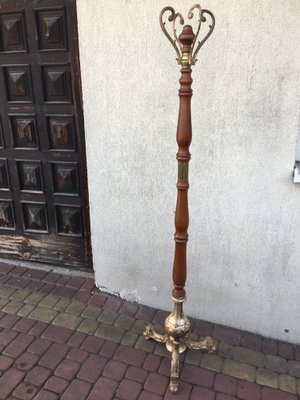 Brass & Wood Coat Stand, 1950s-WQQ-859382