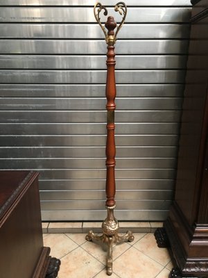 Brass & Wood Coat Stand, 1950s-WQQ-859382