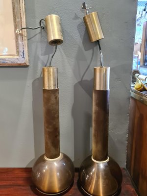 Brass & Wood Lights from Stilux, Italy, Set of 2-HQI-1125347