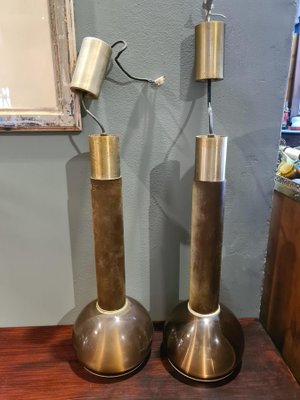 Brass & Wood Lights from Stilux, Italy, Set of 2-HQI-1125347