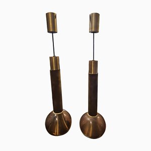 Brass & Wood Lights from Stilux, Italy, Set of 2-HQI-1125347