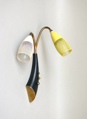 Brass, Yellow, Beige and Black Wall Lamp Set from Gebrüder Cosack, 1950s, Set of 8-EY-2016606