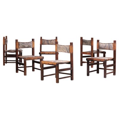 Brazilian Leather and Solid Wood F413 Chairs, 1960s, Set of 6-YU-1073415