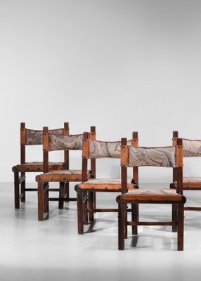 Brazilian Leather and Solid Wood F413 Chairs, 1960s, Set of 6-YU-1073415