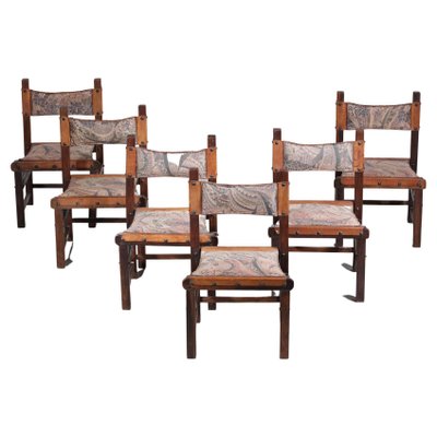 Brazilian Leather and Solid Wood F413 Chairs, 1960s, Set of 6-YU-1073415