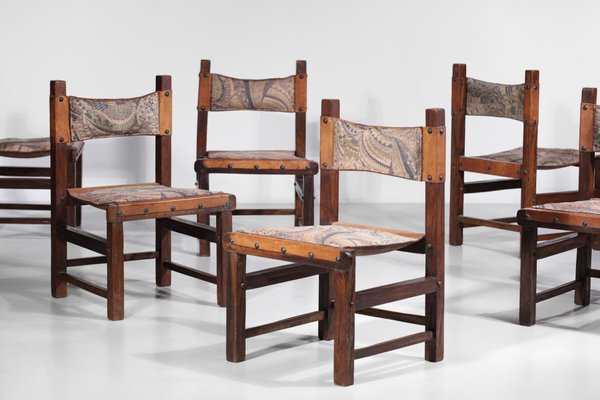 Brazilian Leather and Solid Wood F413 Chairs, 1960s, Set of 6-YU-1073415