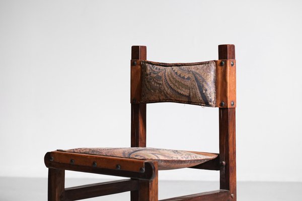 Brazilian Leather and Solid Wood F413 Chairs, 1960s, Set of 6-YU-1073415