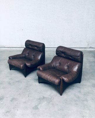 Brazilian Style Leather Lounge Chairs, 1970s, Set of 2-RQV-1707095