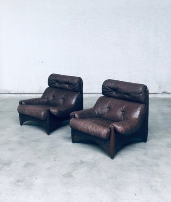 Brazilian Style Leather Lounge Chairs, 1970s, Set of 2-RQV-1707095