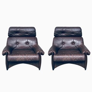 Brazilian Style Leather Lounge Chairs, 1970s, Set of 2-RQV-1707095