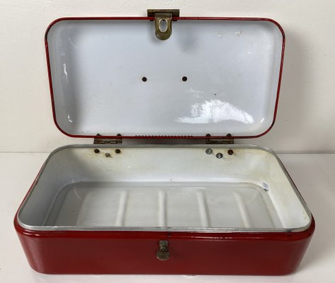 Bread Box in Enamelled Red, 1950s-WZZ-1279849