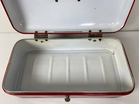 Bread Box in Enamelled Red, 1950s-WZZ-1279849