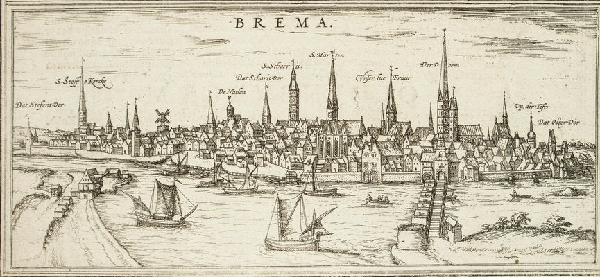 Bremen, Map from ''Civitates Orbis Terrarum'' - by F.Hogenberg - 1572-1617 1572-1617-ZCI-755037