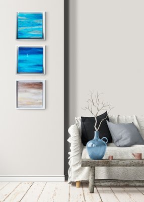 Bridg', Ocean View 2 Triptych, 2023, Acrylic Paintings, Set of 3-QNR-1787397