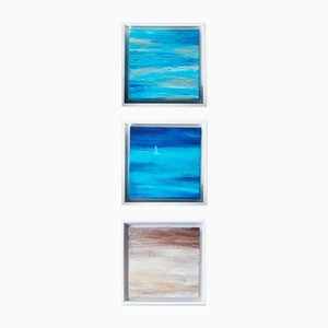 Bridg', Ocean View 2 Triptych, 2023, Acrylic Paintings, Set of 3-QNR-1787397