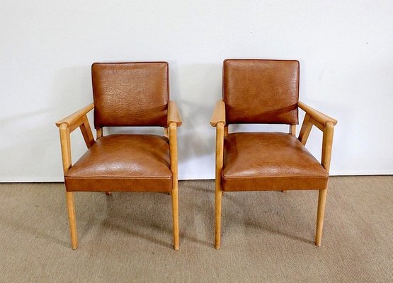 Bridge Armchairs in Natural Beech, 1950s, Set of 2-RVK-978481