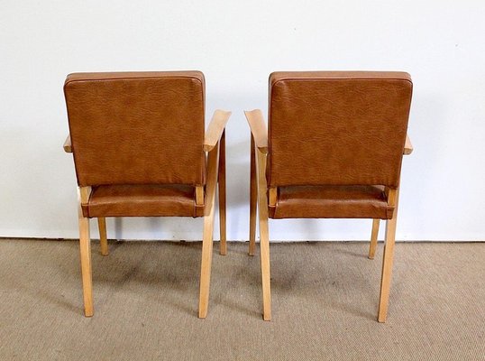 Bridge Armchairs in Natural Beech, 1950s, Set of 2-RVK-978481