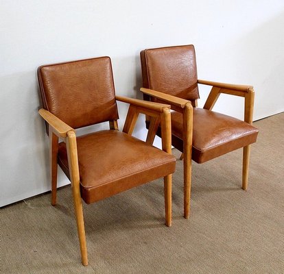 Bridge Armchairs in Natural Beech, 1950s, Set of 2-RVK-978481