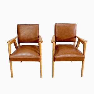 Bridge Armchairs in Natural Beech, 1950s, Set of 2-RVK-978481