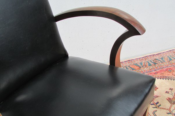 Bridge Chair in Walnut and Leatherette, 1940s-RDN-956527