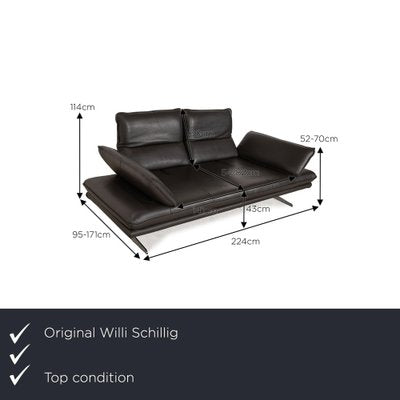 Broadway Leather Two-Seater Dark Brown Grey Sofa from Willi Schillig-RQW-2036315