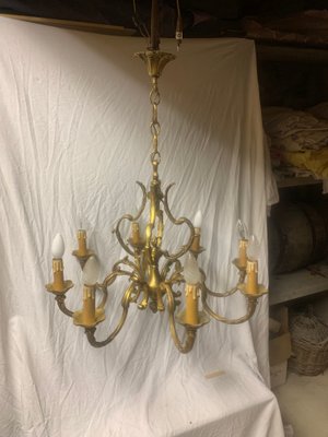 Bronze 8-Arm Chandelier, 1920s-BZK-657593