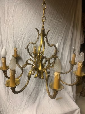 Bronze 8-Arm Chandelier, 1920s-BZK-657593