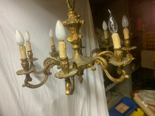 Bronze 8-Arm Chandelier, 1920s-BZK-657406