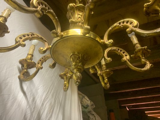 Bronze 8-Arm Chandelier, 1920s-BZK-657406