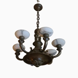 Bronze and Alabaster Figural Chandelier-ED-1719959